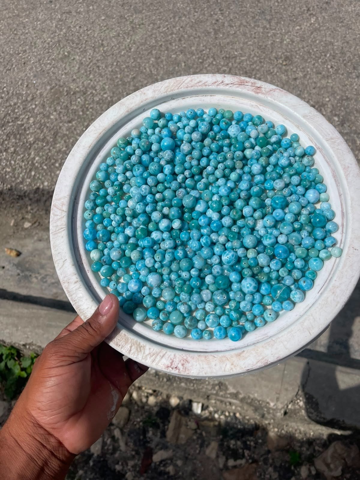 100% Natural Dominican Larimar Round Beads