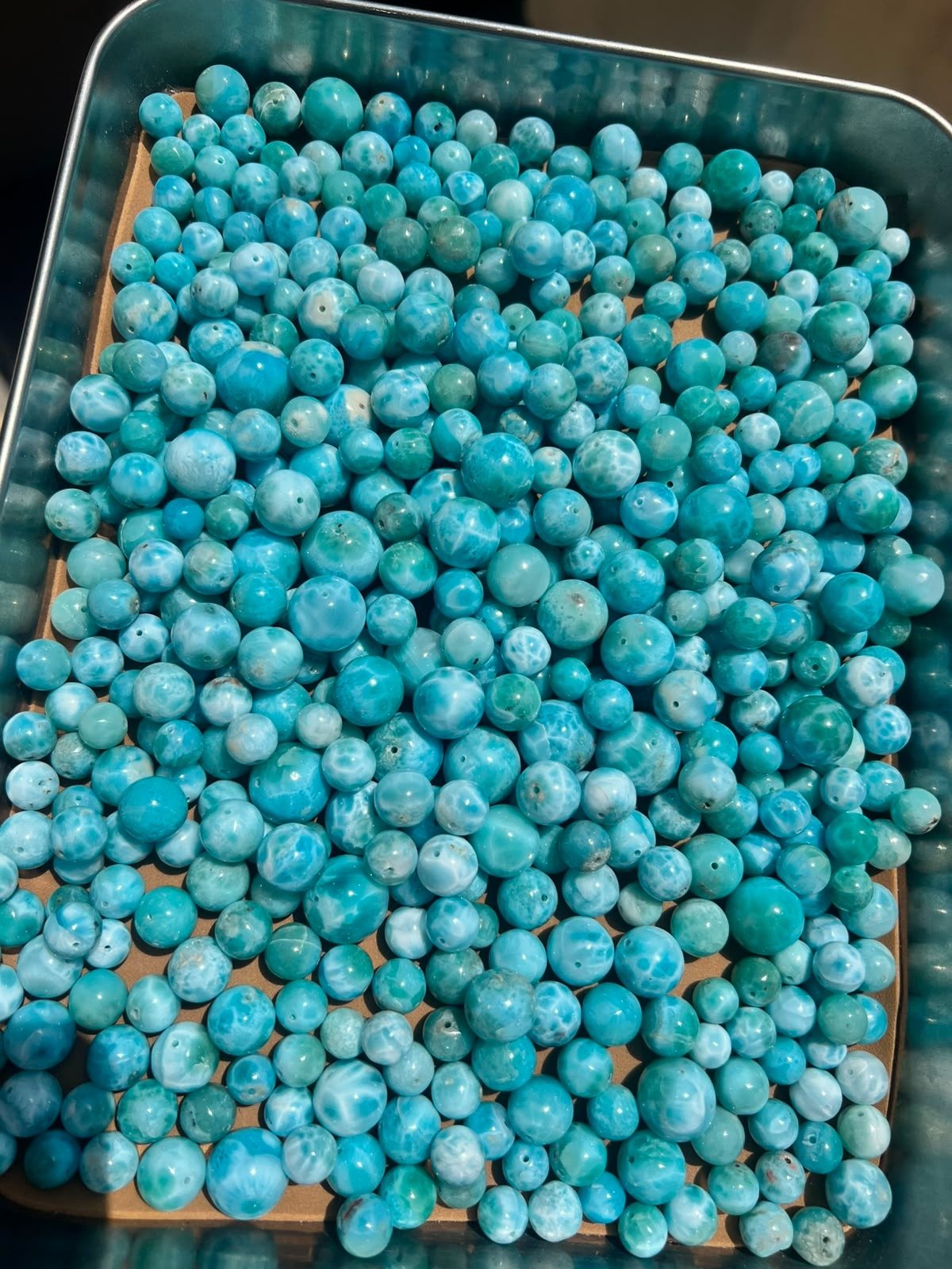 100% Natural Dominican Larimar Round Beads