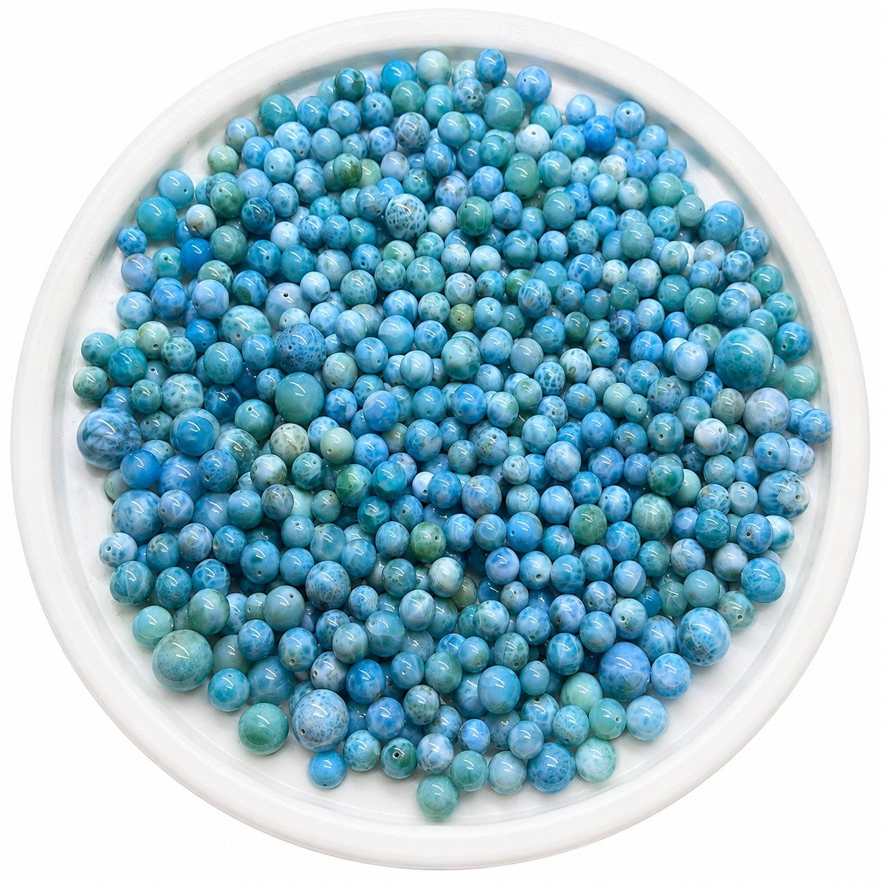 100% Natural Dominican Larimar Round Beads